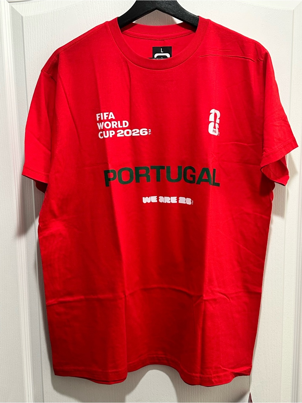 FIFA World Cup 2026 Authentic Portugal Red T-Shirt, Size Large - NWT